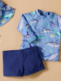 Bleu ciel - Ensemble Purebaby Submarine Rashie à manches longues