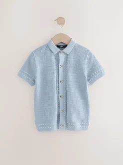 Bleu clair - 100% coton Manches Courts Polos en maille (3-16ans)
