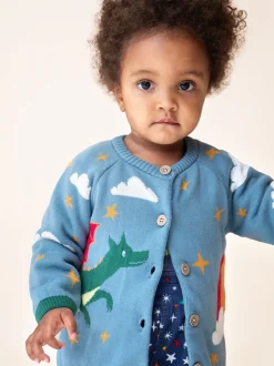 Bleu clair - Cardigan Frugi Reva en maille
