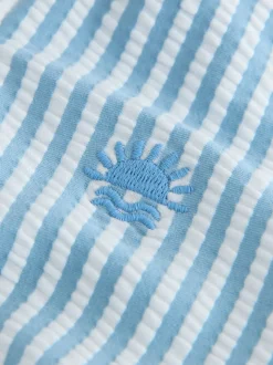 Bleu clair - Ensemble maillot de bain et chapeau anti-soleil rayé (3mois-7ans)