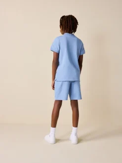 Bleu clair - Ensemble polo à manches courtes et short (3-16ans)