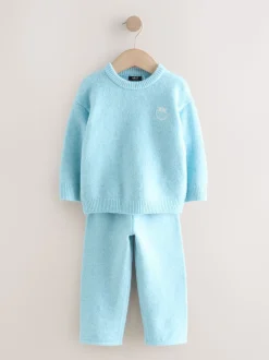 Bleu clair - Ensemble Pulls et Joggings en maille à col rond (3mois -7ans)