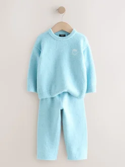 Bleu clair - Ensemble Pulls et Joggings en maille à col rond (3mois -7ans)
