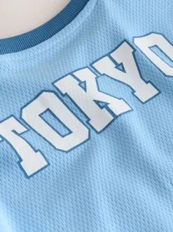 Bleu clair - Ensemble short universitaire à manches courtes (3mois à7ans)