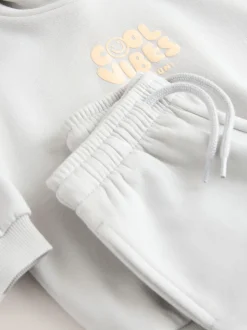 Bleu clair - Ensemble sweat à capuche et jogging imprimé Cool Vibes (3mois7ans)