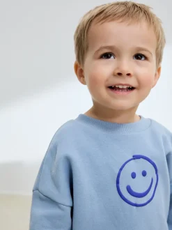 Bleu clair - Ensemble sweat et Joggings imprimé à Col rond (3mois-7ans)