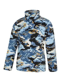 Bleu clair - Polaire Mountain Warehouse Pursuit imprimée à demi-fermeture éclair pour enfant