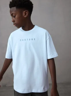 Bleu clair - T-shirt oversize en coton à manches courtes Castore