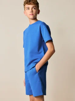 Bleu cobalt - Ensemble t-shirt et short épais décontracté (3-16ans)