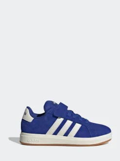 Bleu de ciel - Baskets adidas Grand Court 00s en daim à lacets élastiques pour enfant