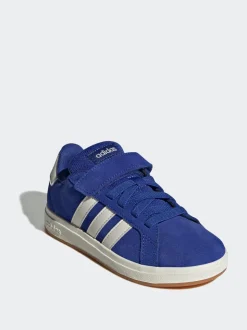Bleu de ciel - Baskets adidas Grand Court 00s en daim à lacets élastiques pour enfant