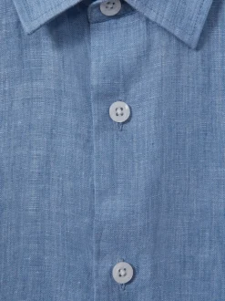 Bleu de ciel - Chemise Reiss Holiday en lin à manches courtes