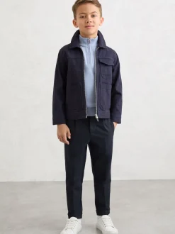 Bleu de ciel - Pull Reiss Blackhall à quart de zip en laine mérinos