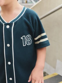 Bleu de sarcelle - Ensemble short universitaire à manches courtes (3mois à7ans)