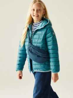 Bleu de sarcelle - Regatta Veste déperlante Marizion mi-épaisse à capuche Junior