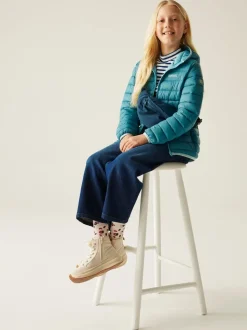 Bleu de sarcelle - Regatta Veste déperlante Marizion mi-épaisse à capuche Junior