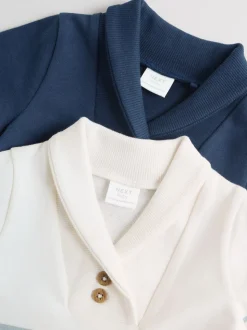 Bleu et Blanc rayées - Barboteuse en jersey pour bébé 2 Pack