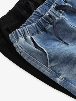 Bleu et noir en jean - Jean à enfiler avec stretch ultra-doux (3mois-7ans)