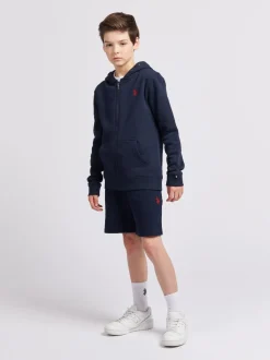 Bleu foncé - U.S. Polo Assn. Garçons 100% Cotton Double Horsemen Sweat Shorts