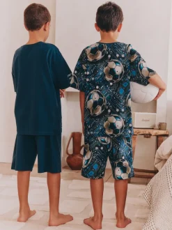 Bleu Football - Pyjama court 2 Pack (3-16ans)