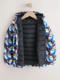 Bleu Football - Veste matelassée à capuche de poids moyen (3-17ans)