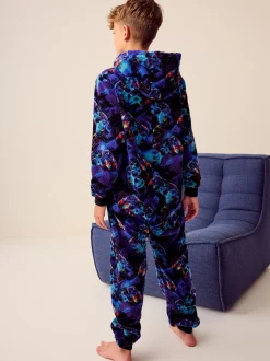 Bleu Gameur - Pyjama tout-en-un en polaire (3-16ans)