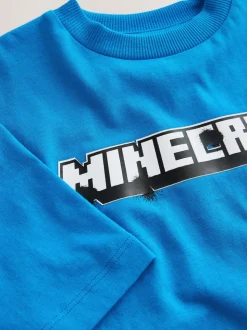 Bleu imprimé dans le dos - T-shirt Minecraft (3-16ans)