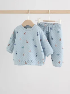 Bleu imprimé dinosaure - Ensemble sweat matelassé et survêtement Bébé (0mois à2ans)