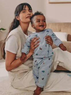 Bleu imprimé dinosaure - Ensemble sweat matelassé et survêtement Bébé (0mois à2ans)