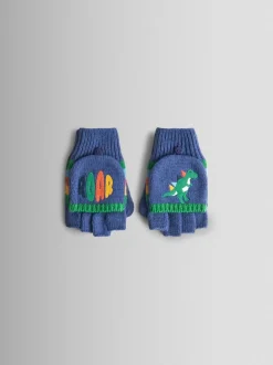 Bleu imprimé dinosaure - Mitaines JoJo Maman Bébé doublées de polaire