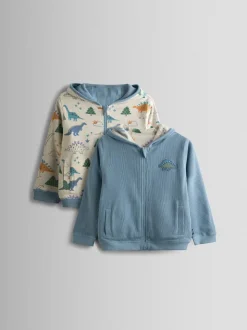 Bleu imprimé dinosaure - Sweat à capuche réversible à motif appliqué JoJo Maman Bébé