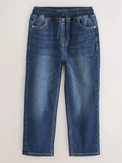 Bleu indigo - Jeans extensibles à taille élastique (3-16ans)