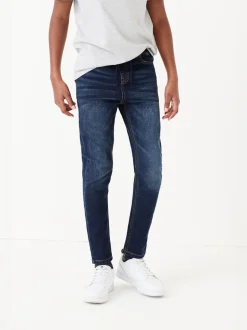 Bleu indigo - Jeans extensibles à taille élastique (3-16ans)
