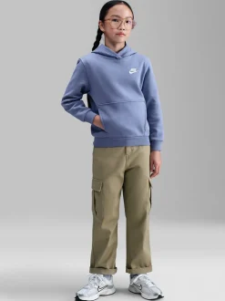 Bleu indigo du monde - Sweat à capuche Nike Club en polaire à enfiler