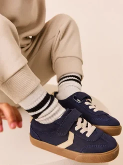 Bleu marine - Baskets à lacets élastiques à fermeture tactile