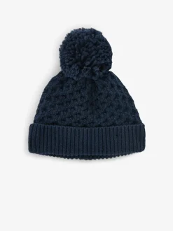 Bleu marine - Bébé Gaufré Pom Chapeaux (0mths-2yrs)