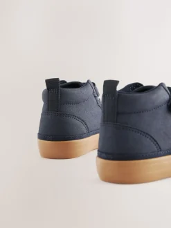 Bleu marine - Bottes chevrons à lacets élastiques et fermeture tactile