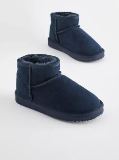 Bleu marine - Bottines en daim doublées et chaudes
