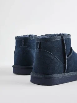 Bleu marine - Bottines en daim doublées et chaudes