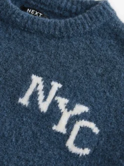Bleu marine - Ensemble tricoté NYC Varsity Pull et Joggers (3mths-7yrs)