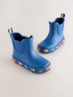 Bleu marine à motif camions - Bottines en caoutchouc