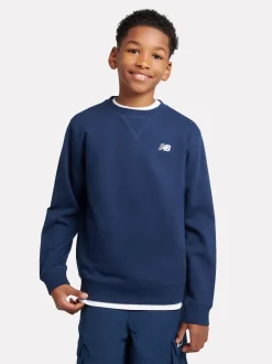 Bleu marine - New Balance Kids Français Terry Petit logo Col rond 100% Cotton Chandail