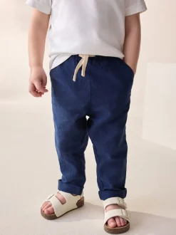 Bleu marine - Pantalon en lin Blend à enfiler (3mois-7ans)