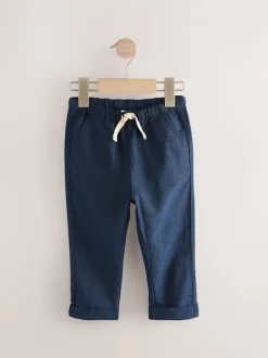 Bleu marine - Pantalon en lin Blend à enfiler (3mois-7ans)