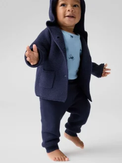 Bleu marine - Pantalon Gap en maille de coton doux à enfiler (0-24mois)