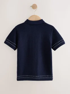Bleu marine - Polo en maille (3-16ans)
