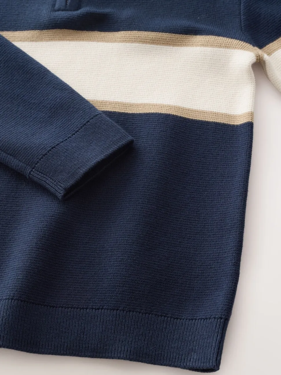 Bleu marine - Pull colorblock en maille à col zippé (3-16ans)