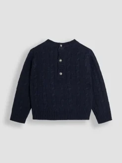 Bleu marine - Pull JoJo Maman Bébé classique en maille torsadée