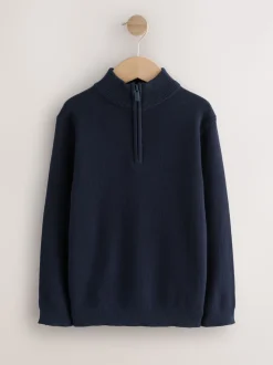 Bleu marine - Pull quart de zip (3-16ans)