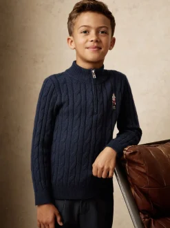 Bleu marine - Pull Reiss Nollaig à col zippé casse-noisettes en laine mélangée